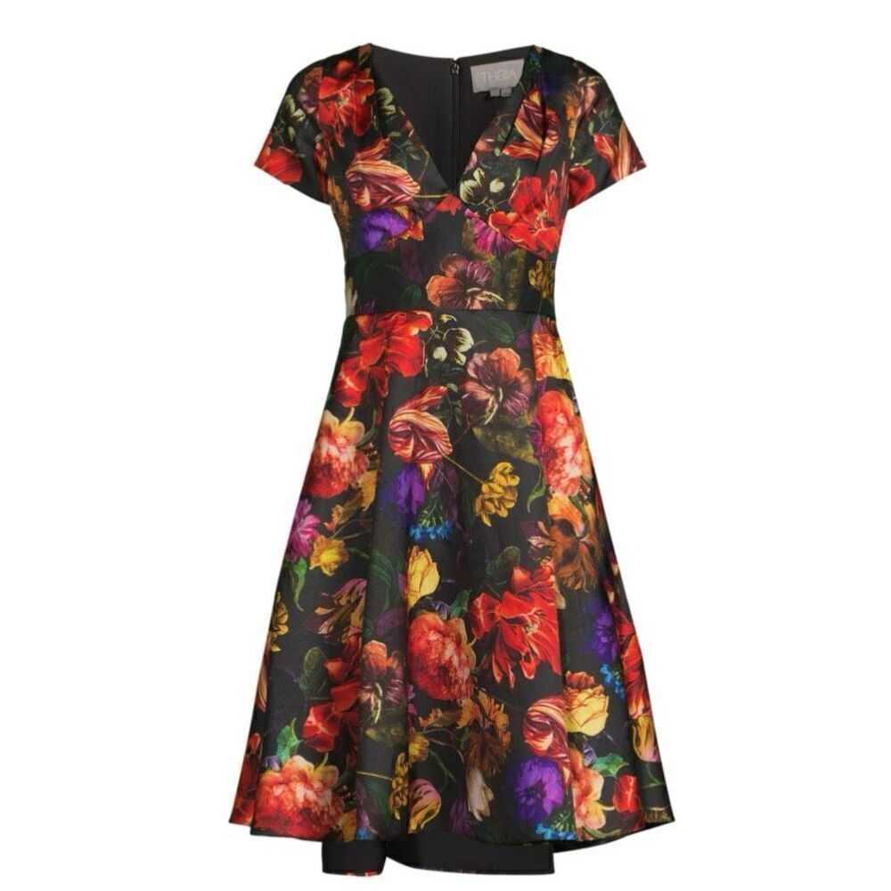 THEIA Leilani Floral A-Line Dress NWT Size 4